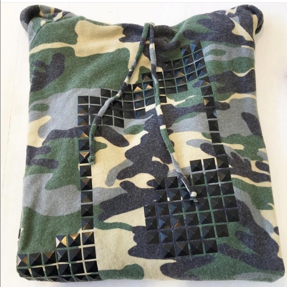 Lauren Moshi Markie Camo Music Note Hoodie Pullove - Picture 4 of 8